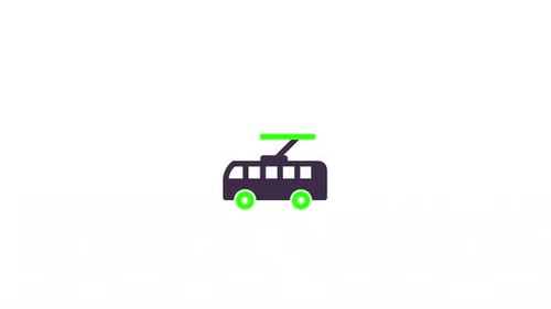 Trolleybus symbol icon animation video