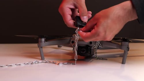 Drone Flight is Prohibited the Drone is Chained and Locked