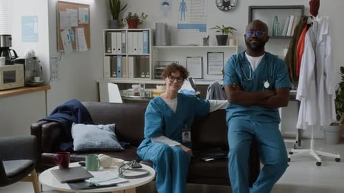 Smiling Healthcare Professionals in Hospital Office