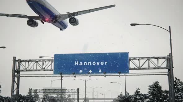 Airplane Flying Over Highway Sign in Winter Snow, Backgrounds Motion ...