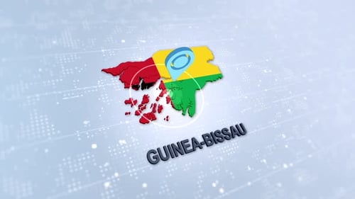 Animated 3D Map of Guinea-Bissau with Location Pin