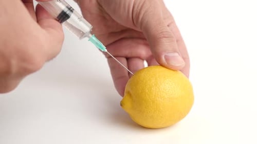 73p. Using a syringe, inject the substance into the lemon. The concept of using harmful substances f