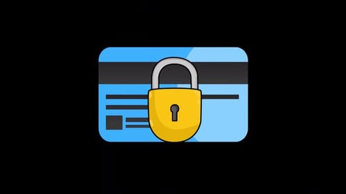 Bank Payments Security Lock 2D Motion Graphics Animation On Alpha Channel