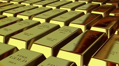 Movement Over Bank Bullions, Gold Bars, Elegant Background, Precious Metals, Business