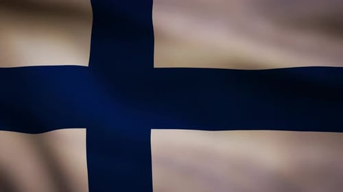 Finland National Flag Waving Loop Background