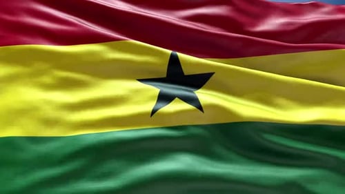 Waving Ghana Flag Animation with Realistic Fabric Texture