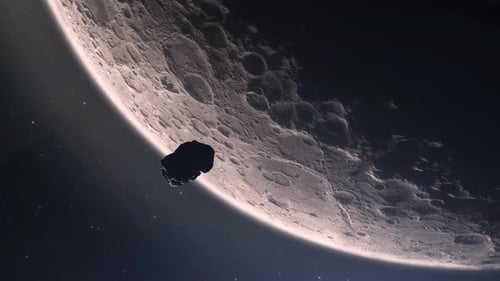 Asteroid passes Moon in space