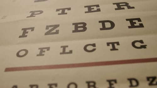 Eye exam chart in an eye doctor's clinic