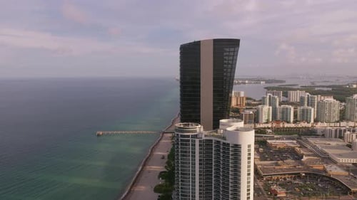 Breathtaking aerial panorama of Miami beach Florida during daylight hours
