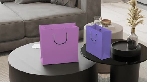 Animated 3D Gift and Shopping Bags Mockup