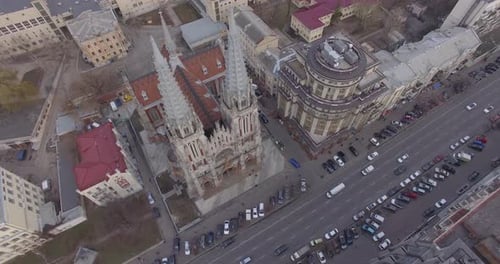St Nicholas Roman Catholic Church, Kyiv. Aerial.