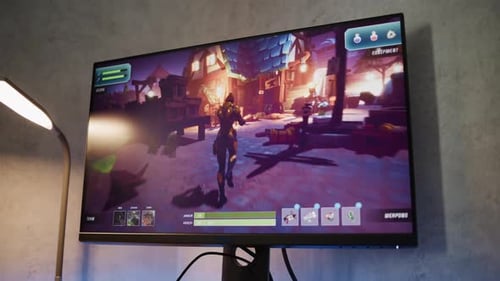 Nahaufnahme des Computerbildschirms mit Online-3D-Videospiel