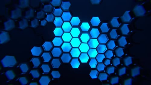 Blue Cyber Abstraction With Hexagons Background Vj Loop In 4K