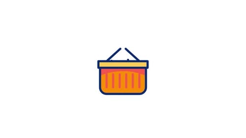 Animated Flat Design Shopping Basket Icon Filling with Items