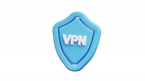 Animated 3D VPN Shield Icon Reveal