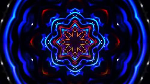 Glowing Neon Kaleidoscope Abstract Pattern Background