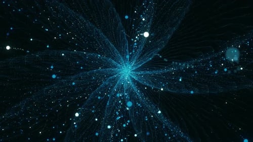 Abstract Futuristic Blue Particle Flow Background