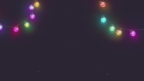 Festive String Lights Night Background With Colorful Bulbs Loop Background
