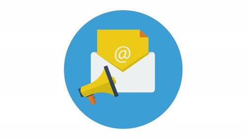 Flat Design Animated Icon of Email Message and Megaphone