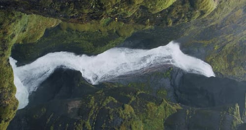 Fjadrargljufur Canyon Bizarre Steep Cliff Rock Formations and Winding River in the Valley Iceland