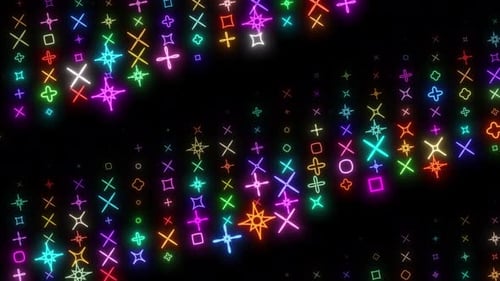 Motif de forme géométrique se déplaçant sur fond sombre, motif de forme géométrique abstrait, mouvement numérique D