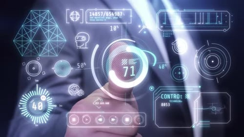Futuristic HUD Elements with Animated Data and Interface Displays