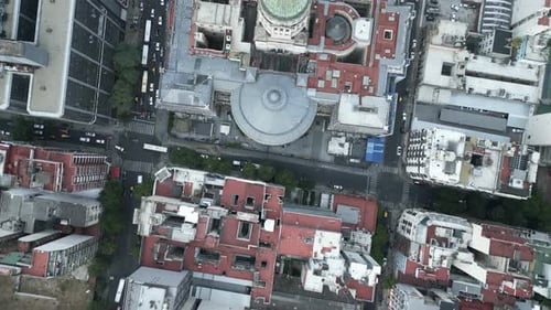 Cusp of National Congress of Argentina Aerial Drone Fly Above Buenos Aires City Neighborhood, Top Ro