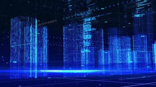 Holographic Wireframe Architecture of a Smart City