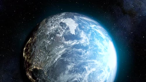 Rotating Earth from Space with Glowing City Lights