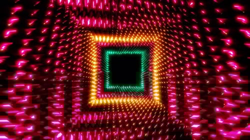 Fond abstrait de tunnel numérique rotatif de science-fiction violet VJ Loop