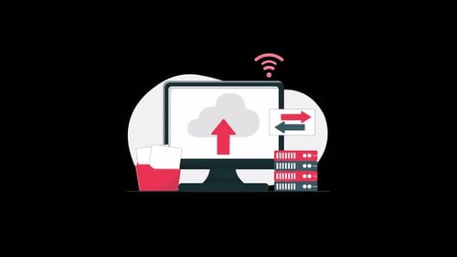 Flat Design Cloud Data Transfer Animation