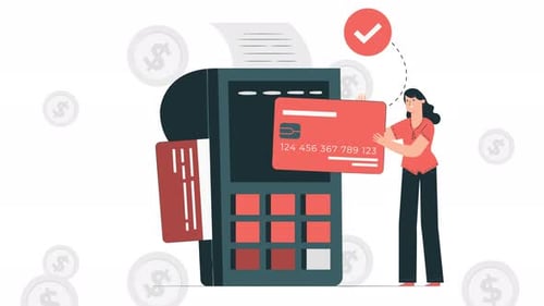 Digital Payment with Credit Card and POS Terminal Animation