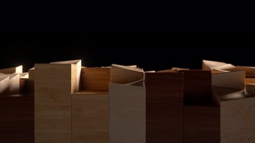 Barras pulidas de madera oscura y clara suben y bajan