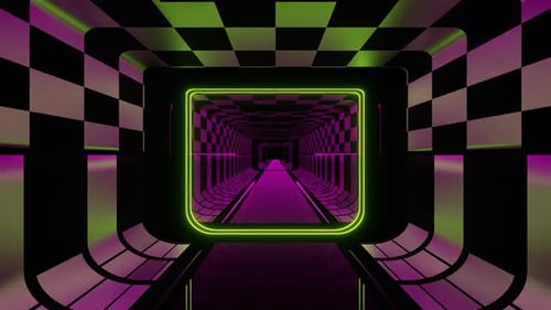 Pink And Light Green Sci Fi Corridor Background Vj Loop In 4K
