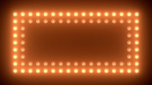 Marquee Light Board Sign Retro on Black Background Bright Golden Light Bulbs for Banner or Signboard