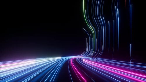 Abstract Neon Light Trails Background Animation