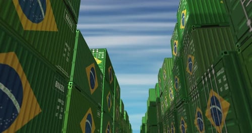 Brazil export cargo containers in row endless