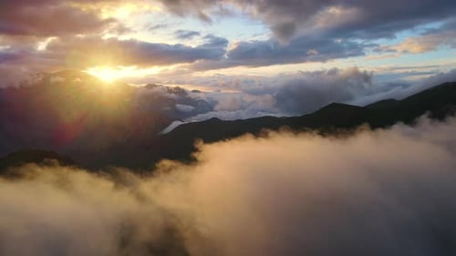 Mountain Pass Actoprack Sunset Russia Natural Majesty Aerial View Mountain Pass Amidst Caucasus