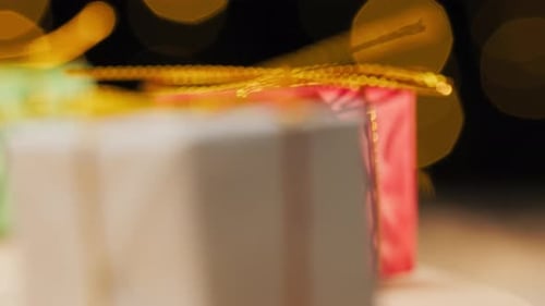 Small Christmas Gifts in Colorful Boxes Before Delivery