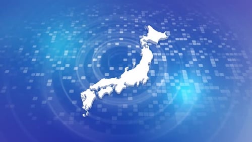 3D Japan Map Outline Forming and Filling Animation