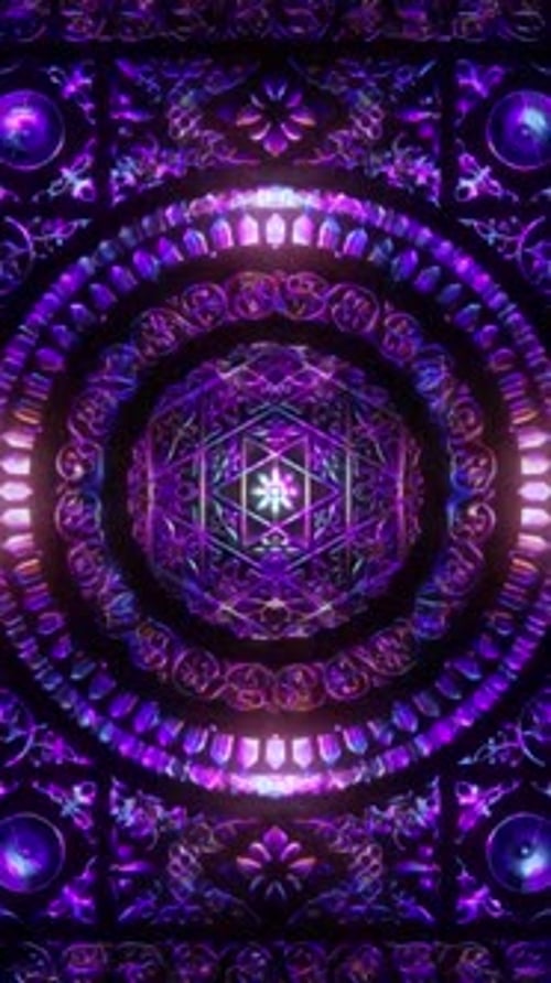 Secuencia de caleidoscopio psicodélico con bucle continuo diseñada para meditación, yoga, festivales, vjs