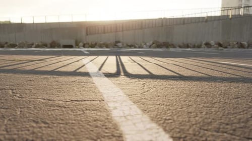 Empty Beach Car Park Spaces Covered in Asphalt