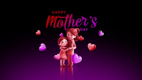 Happy Mother's Day Cute 3D Title Animation