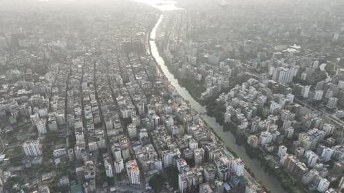 Aerial view of Dhaka cityscape, Dhaka, Bangladesh.