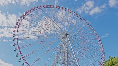 Ferris Wheel Rotation Under a Blue Sky