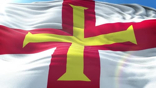 Realistic Waving Guernsey Flag Animation Loop