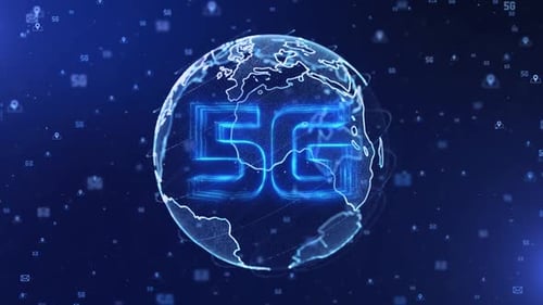 Digital 5G Globe With Symbols Animation