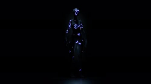 3D Humanoid Form with Dynamic Contouring Neon Lines