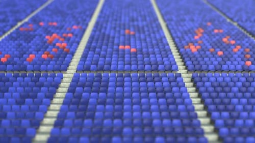 34 Score Made with Red and Blue Stadium Seats