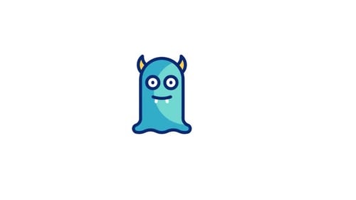 Cute Blue Monster Character 2D Flat Animation Blinking and Talking